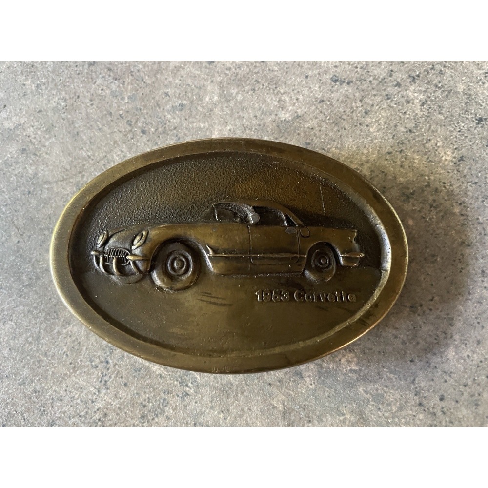 1953 BRASS CORVETTE BELT BUCKLE 1950s Chevrolet Indiana Metal Craft‎ CA-19